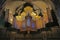 Low angle view on old pipe organ under dome of romanesque catholic church Basiliek van Onze-Lieve-Vrouw-Tenhemelopneming