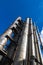 Low angle view of old rusty industrial chimney architecture