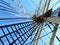 Low angle view of the pole of a old sailboat