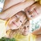 Low angle view portrait of happy children