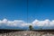 Low angle view of railway track with Alps mountains in background