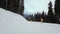 Low Angle View. Real Time. Pov. Downhill Ski Slope
