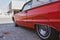 Low angle view of a red classic car in the street