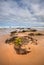 Low angle view of rocks on beach