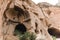 low angle view of scenic caves in sandstone at famous