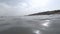 Low angle view toward the beach from water level at Dead Sea