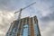 Low angle view of an unfinished building with tower cranes at Salt Lake City in Utah