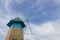 Low angle of wood windmill