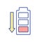 Low battery energy RGB color icon