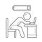 Low battery and tired worker vector line icon.