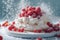 Low-calorie dessert Pavlova with fresh berries.