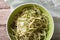 Low calorie zucchini pasta in a bowl close up horizontal top vie