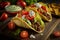 Low Carb Crispy Mozzarella Cheese Taco Shells with Beef, Lettuce and Tomato