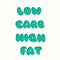 Low carb high fat lettering