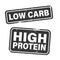 LOW CARB and HIGH PROTEIN stamp or label set