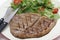 Low carb steak and salad with cutlery