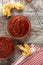 Low-Carb, Sugar-Free Keto Diet Homemade Ketchup served with Keto-Friendly Baked Cauliflower