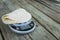 Low carb tortillas on a scale on wooden background - room for copy space