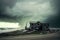 low cloud against backdrop of sea and sky after devastating aftermath hurricane