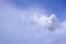 Low cloud of a snowstorm slowly going over snow blanketed mountain range of Mt Ruapehu. Stunning winter landscape of