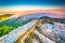 Low clouds over the Appalachian Mountains at sunrise, seen from