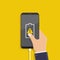 Low or damaged battery notification, flat design vector illustration