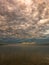 Low and dark clouds over Danube river before a storm in Belgrade