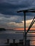 Low and dark clouds over Danube river before a storm in Belgrade