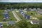 Low-density two story private homes in rural residential suburbs outside of Rochester, New York. Upscale suburban houses