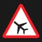 Low Flying Aircraft sign flat icon