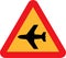 Low-flying aircraft or sudden aircraft noise vector road sign. Color graphics of international road sign in transport.