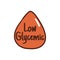 Low glycemic label, healthy product quality sticker