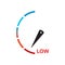 Low level icon measuring indicator. Speedometer, tachometer, fuel. Flat vector illustration on white background