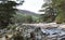 Low levels of water in the River Dee in Scotland expose rocks normally below the water surface