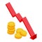 Low money graph icon isometric vector. Family coping