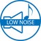 Low noise level icon, Low sound blue vector icon.