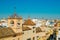 Low panoramic skyline view of Seville, Andalusia, Spain