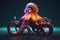 low poly 3D octopus, front facing, led color background, colorful, intricate detail texture, 3d render, unreal engine AI generated