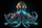 low poly 3D octopus, front facing, led color background, colorful, intricate detail texture, 3d render, unreal engine AI generated