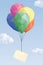 Low Poly balloons with blank greeting card vector