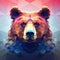 Low Poly Bear Portrait In Surreal Style