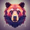 Low Poly Bear Portrait In Surreal Style
