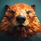 Low Poly Beaver Portrait In Surreal Style