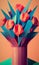 Low poly bouquet of flowers - stylized digital art