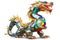 Low poly Chinese traditional dragon masterpiece made of 3d stained glass