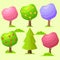 Low Poly Colorful Trees Flat Vector Set