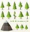 Low poly conifer trees set