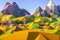 low poly creating elements landscape from scratch with as few geometric elements