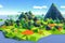 low poly creating elements landscape from scratch with as few geometric elements