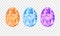 Low-poly Easter eggs set vector isolated on transparent background, geometric shape, modern illustration